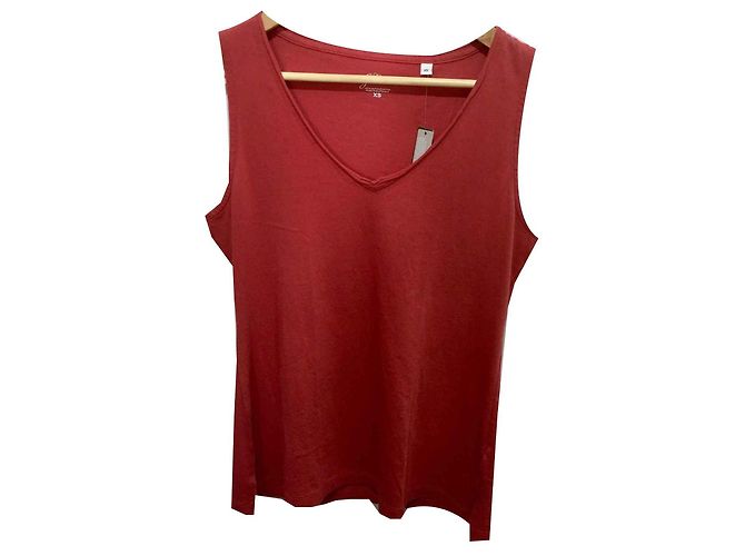 Regata J.Crew sem mangas com decote em V vermelha de algodão Vermelho