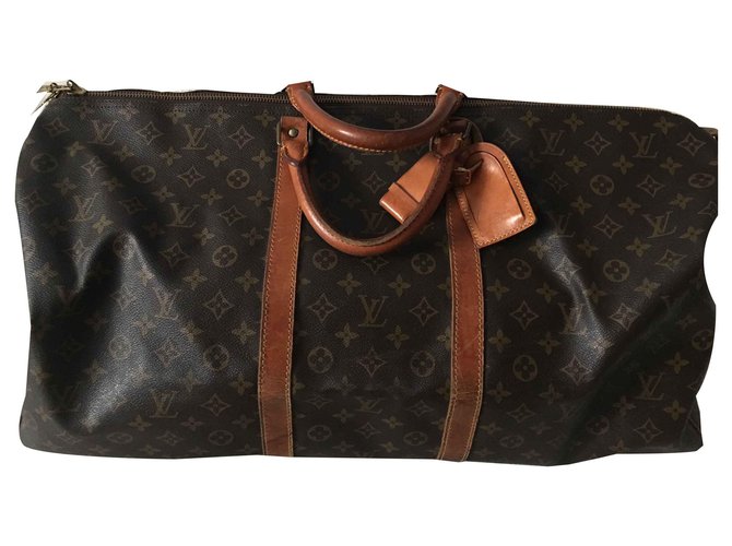 Louis Vuitton keepall 60 Brown Leather  ref.118753