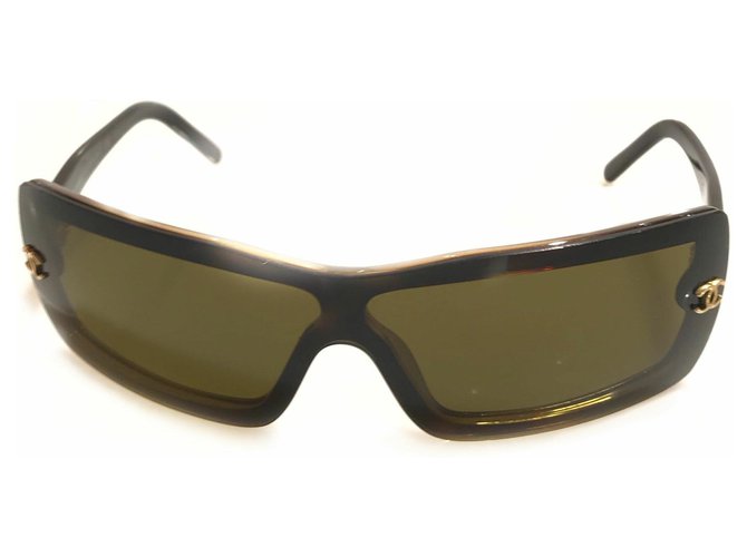 Chanel Brown sin montura gafas de sol envolventes Castaño Marrón oscuro  ref.118794