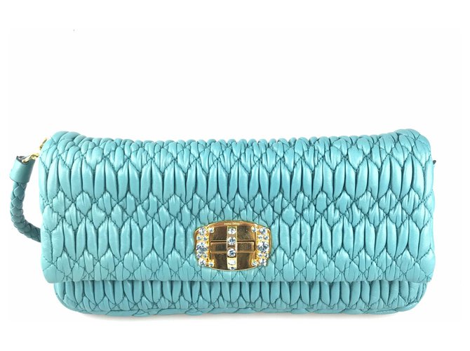 À Matelasse En Bleus Miu Cristaux Sac Bandoulière WIYeH2ED9