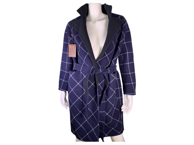 Louis Vuitton Coats, Outerwear Black Blue Wool  ref.118860