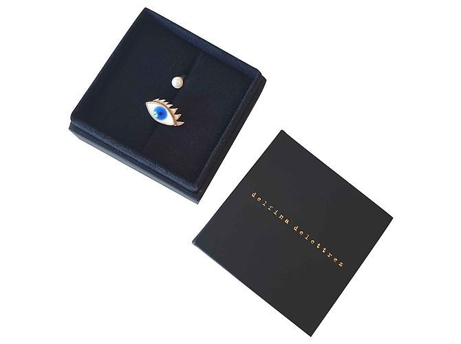 Bague "Eye piercing ring" Delfina Delettrez Blanc Bleu Doré