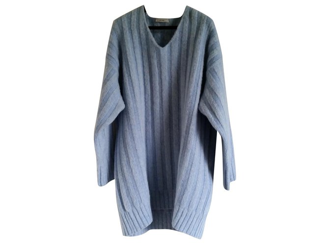 Nuovo con etichetta maglione in lana blu polvere Céline in taglia S.  ref.118863