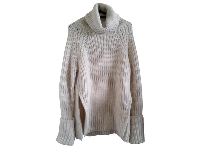 Céline chunky ribbed sweater in size M. Cream Wool  ref.118864