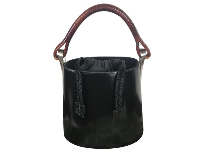Kenzo Pagodon Handbags Leather Black 