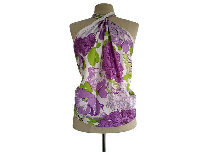 Burberry floral large square scarf Purple Silk  ref.118906