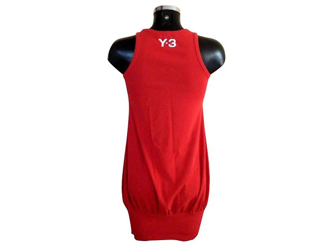 Vestido Yohji Yamamoto sin mangas rojo de algodón plisado Roja