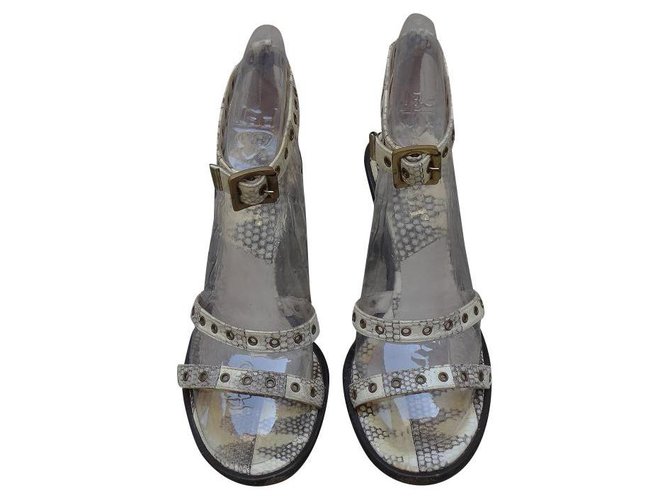 Dior Sandalen Beige Roh Leder  ref.118935