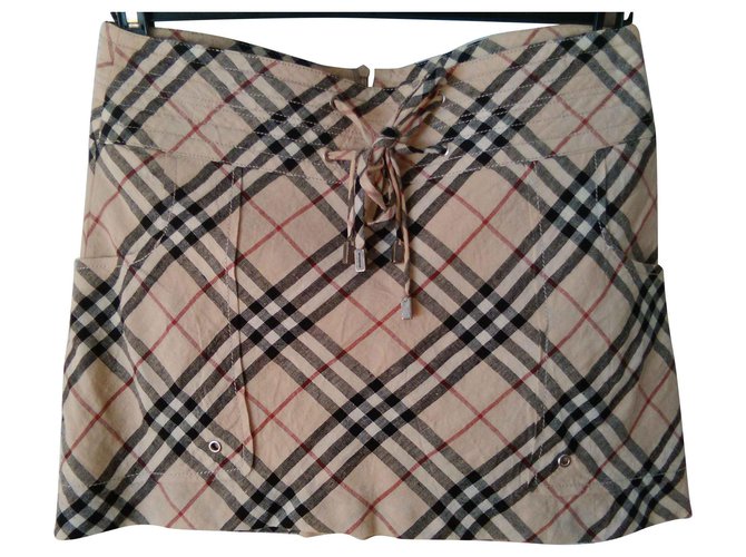 BURBERRY  signature patterned mini skirt Beige Linen  ref.118940