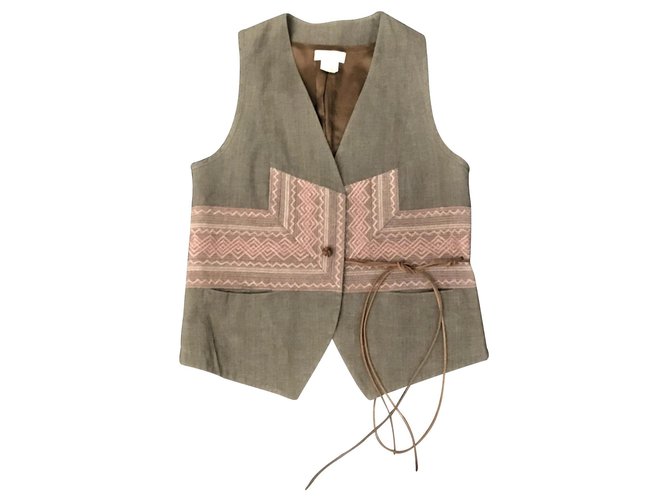 Dries Van Noten Gilet vintage Grigio Biancheria  ref.119125