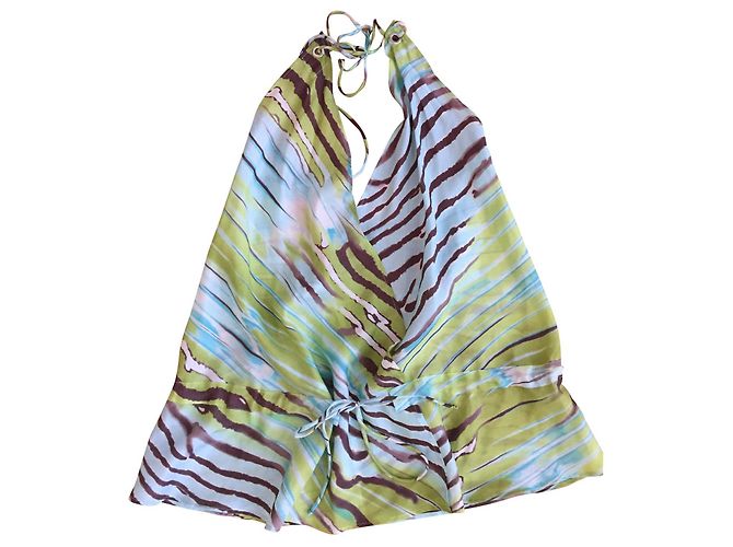 Top de seda Max Mara com laços no pescoço e nos quadris
