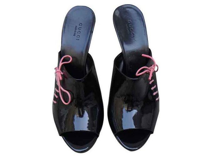 Gucci Sandals Black Pink Patent leather  ref.119178