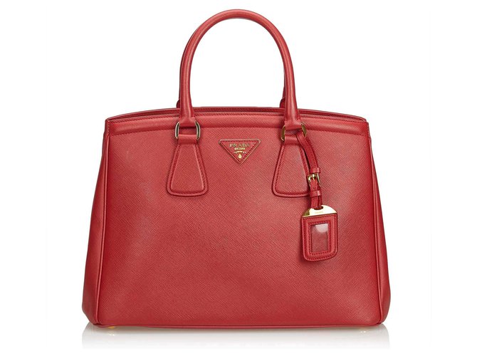 Prada Red Saffiano Vernice Parabole Handbag Leather  ref.119251