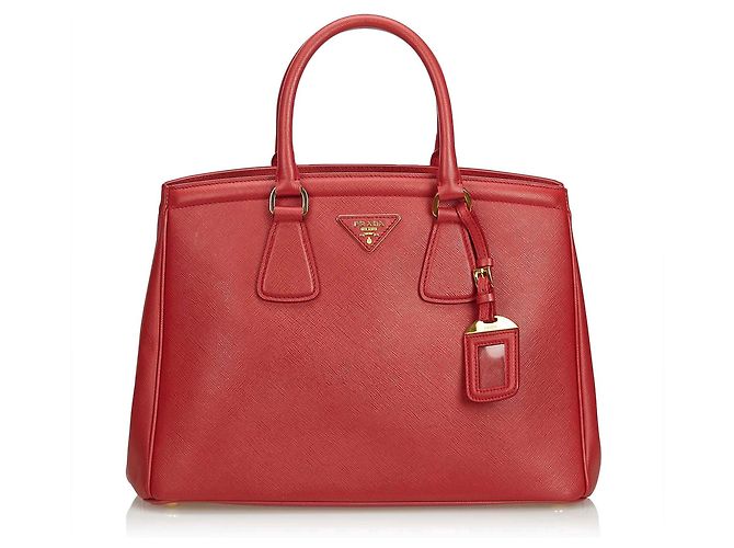 Prada Red Saffiano Vernice Parabole Handtasche