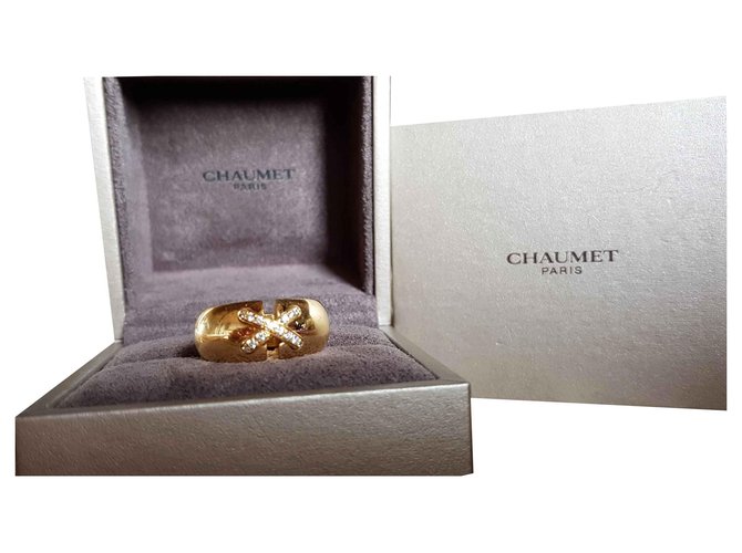 Chaumet Bague "LIEN" double avec diamants Or jaune Doré  ref.119274