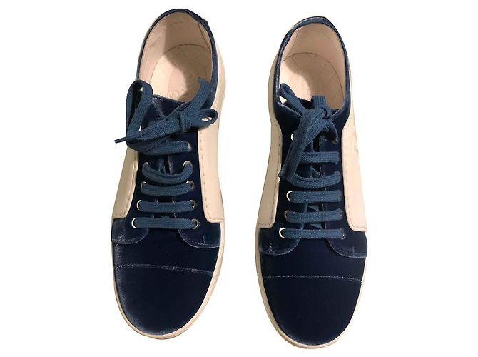 Chanel Leder und Samt weiß / blau