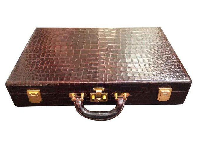 Hermès Travel bag Brown Exotic leather  ref.119279