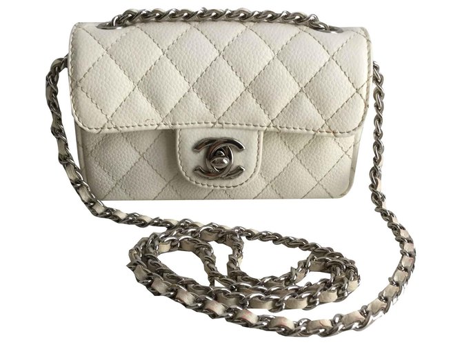 Chanel Mini Timeless Cream Leather  ref.119295
