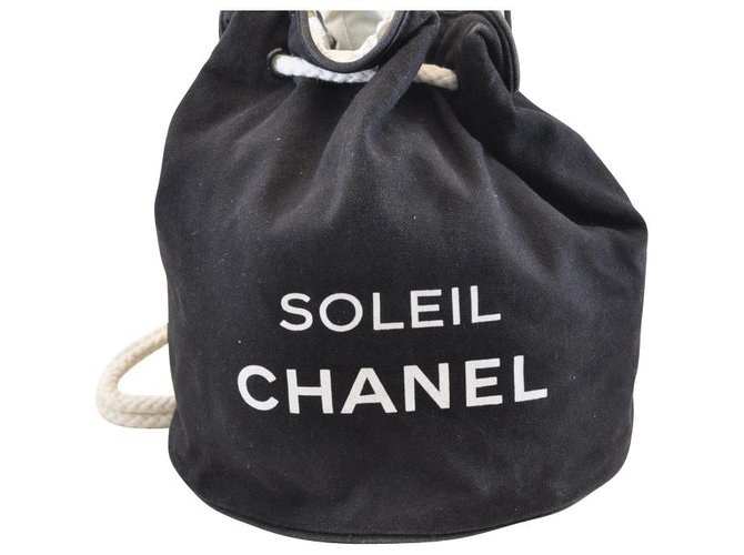 Balde Chanel Soleil Preto Lona  ref.119314