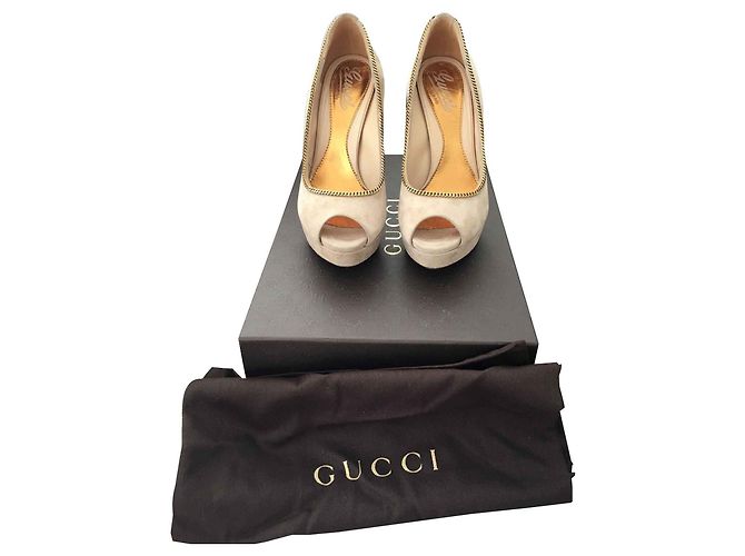Peep Toe camurça de couro gucci