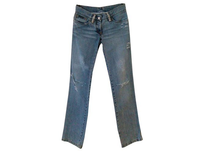 DOLCE & GABBANA Blue Jeansn con Swarovski. Azul Pantalones vaqueros  ref.119456