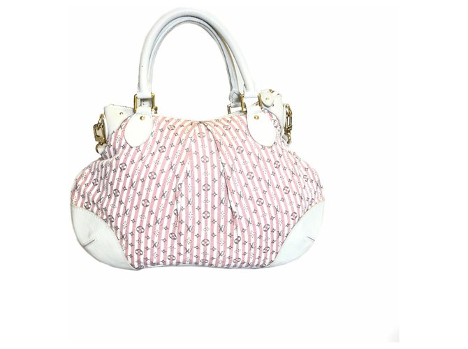 Louis Vuitton Pink x White Mini Lin Croisette Marina GM Bag with