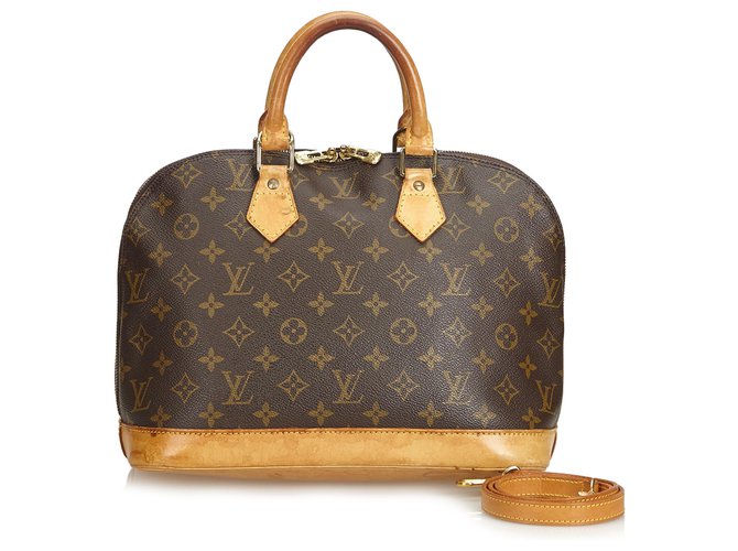 Louis Vuitton Brown Monogram Alma PM with Strap Leather Cloth  ref.119567