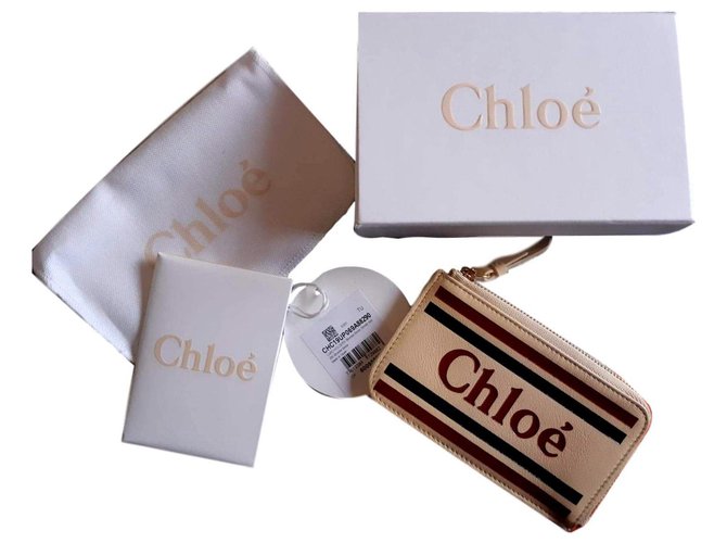 Chloé Vick card holder Pink Leather  ref.119626