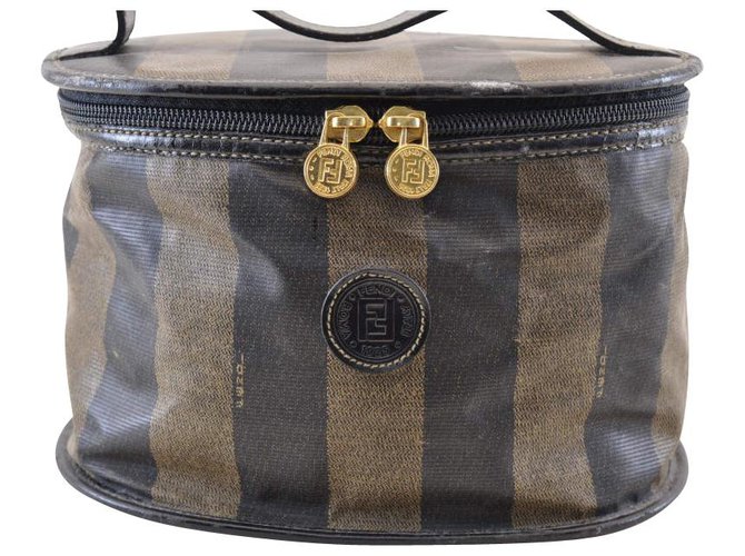 Fendi Pequin Vanity Bag Brown Cloth  ref.119643