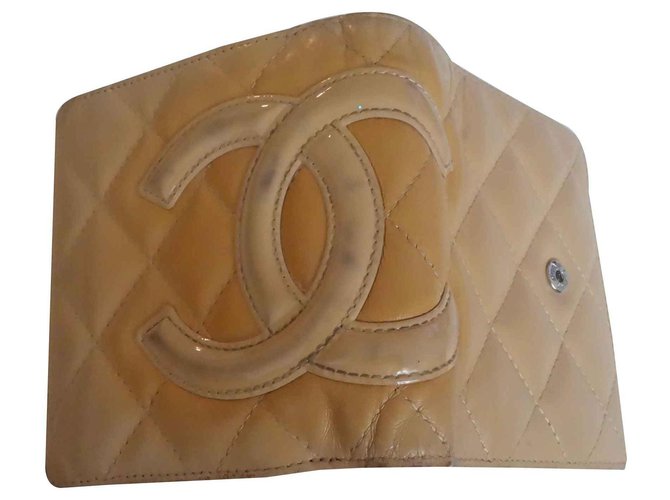 Carteira Chanel Cambon Bege Couro  ref.119654