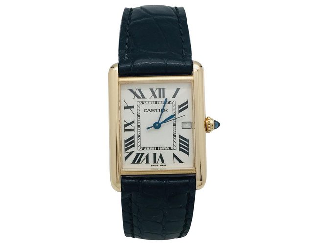 Cartier "Tank Louis Cartier" watch in yellow gold. Leather  ref.119683