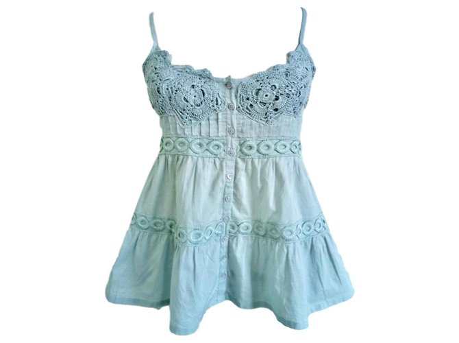 By Malene Birger Camisole with lace Light blue Cotton  ref.119693