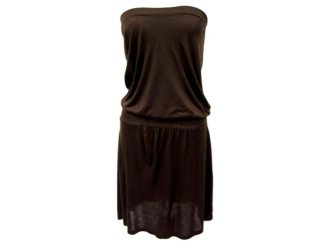 Paul & Joe Trägerloses Kleid aus Seidengemisch Braun