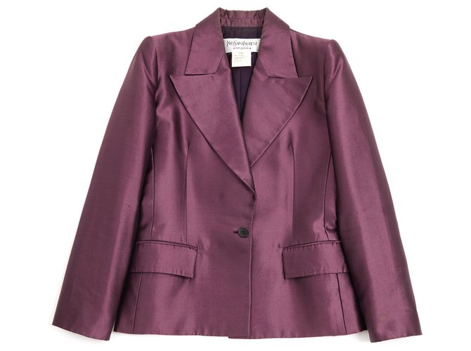 Yves Saint Laurent Jackets Purple Silk Wool  ref.119759
