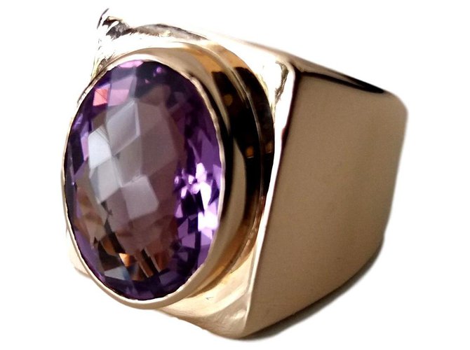 Autre Marque Yellow gold modern ring 18k and amethyst Purple  ref.120014