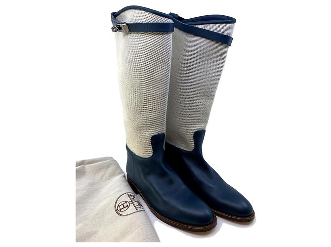 Kelly Hermès Jumping boots Blue Cream