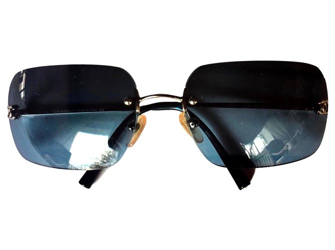 Chanel gafas vintage Azul Metal  ref.120031