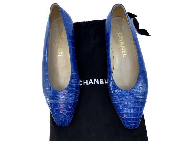 Chanel Ballerine Blu Pelli esotiche  ref.120033