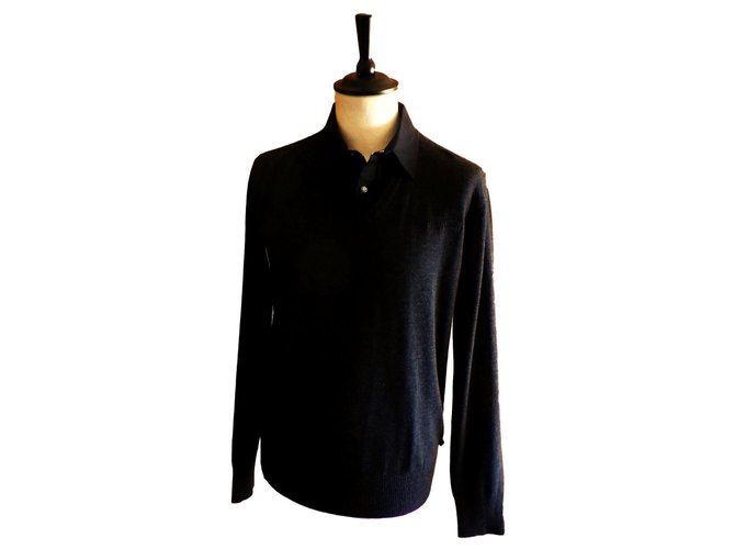 Karl Lagerfeld LAGERFELD sweater size M perfect condition Dark grey Wool  ref.120038