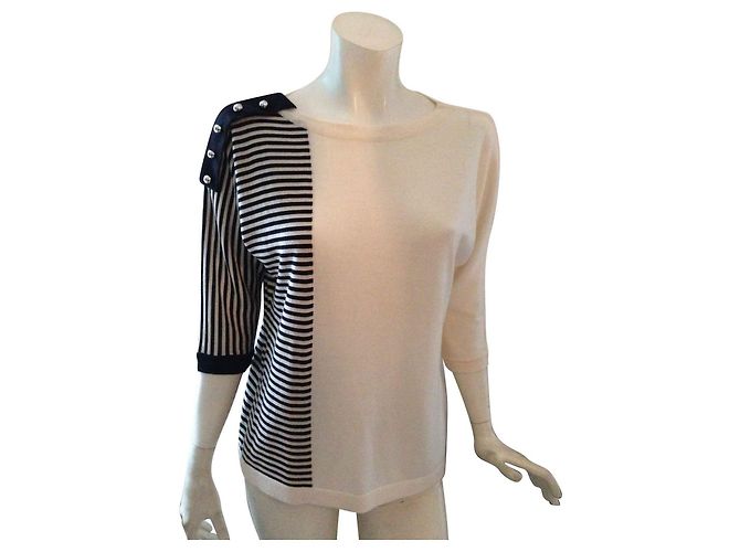 Bouchra Jarrar, Schöner Pullover, Manches 3/4, Taille 38/2/ M Weiß