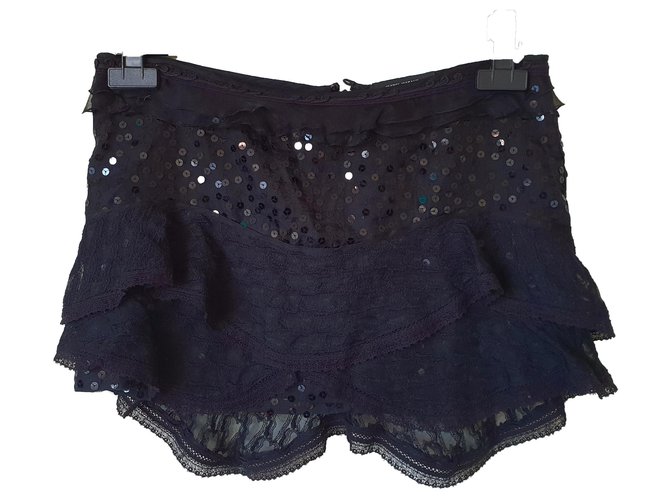Isabel Marant Qing silk sequin skirt Black  ref.120166