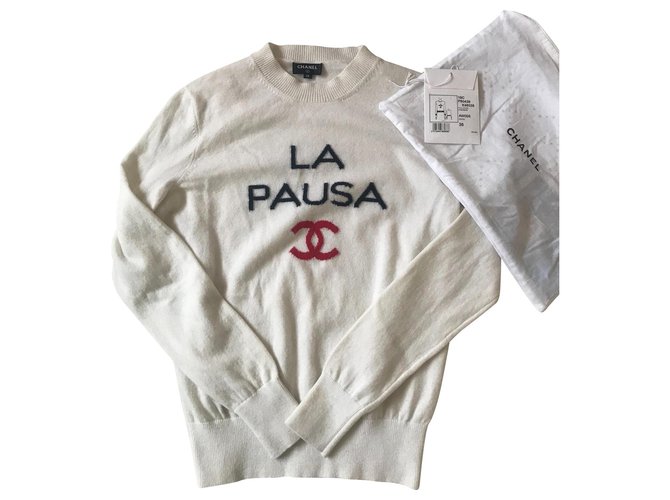 Chanel La Pausa Sweater Weiß Kaschmir  ref.120224