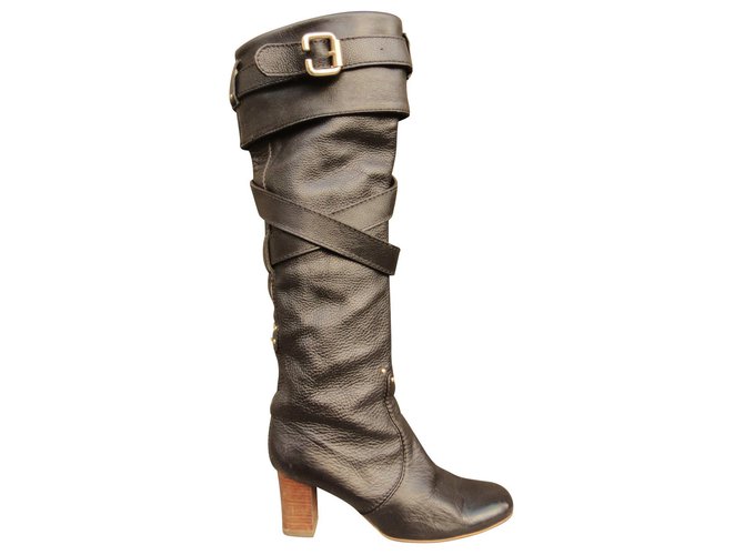 high boots Chloé Black Leather  ref.120226