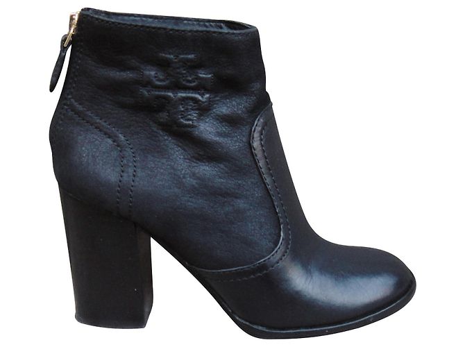 Botas de cuero negras Tory Burch Negro