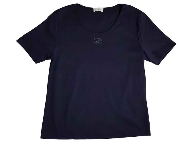 Autre Marque Camiseta Elegance Paris Logo Algodón Negro Azul Marino