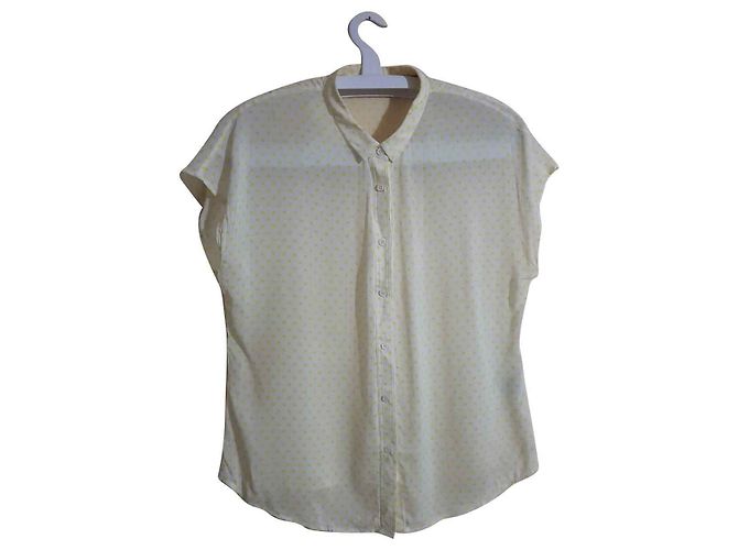 Camisa Jigsaw de Poás Brancos e Amarelos em Viscose