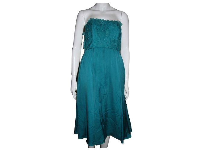 Autre Marque Vestido Monsoon de seda con estampado floral estilo bailarina verde