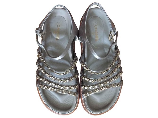 Chanel Sandals Beige Rubber  ref.120271