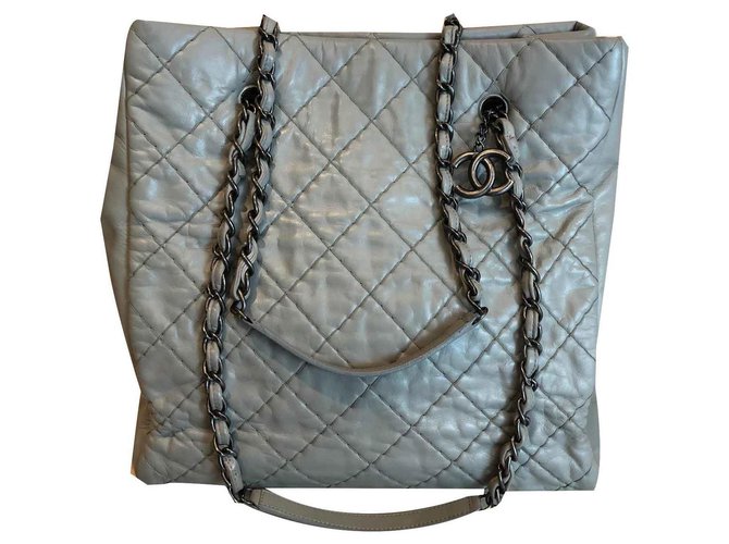 Chanel Shopping Grey Leather  ref.120343