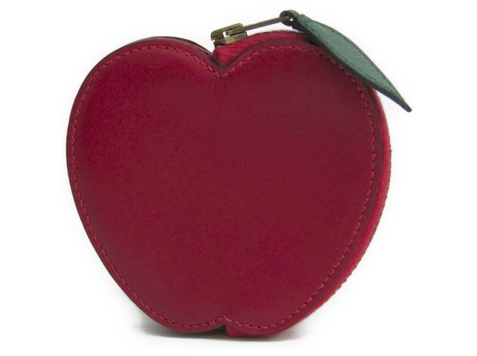 Hermès Hermes Red Box Vitello Apple Tutti Frutti Portamonete Rosso Pelle Vitello simile a un vitello  ref.120361